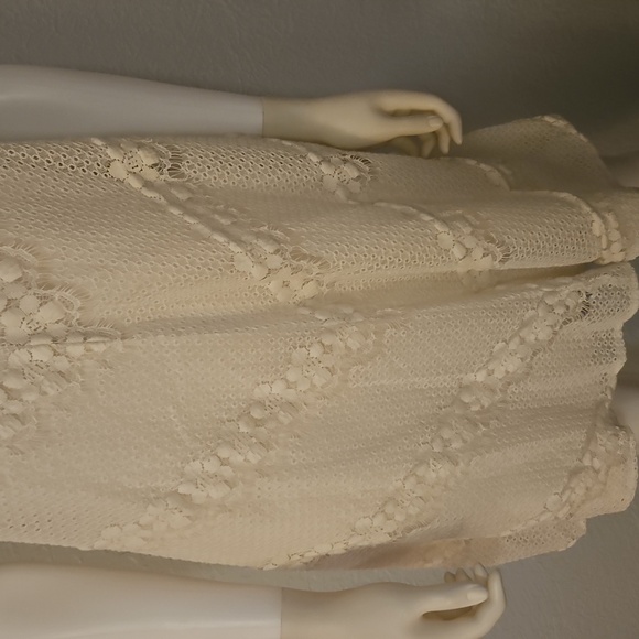 MUSE Cream Ivory Lined Lace Sleeveless Swing Mod Dress - Picture 6 of 10